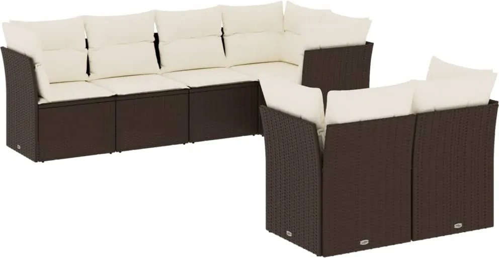 vidaXL 7 részes barna polyrattan kerti ülőgarnitúra párnákkal