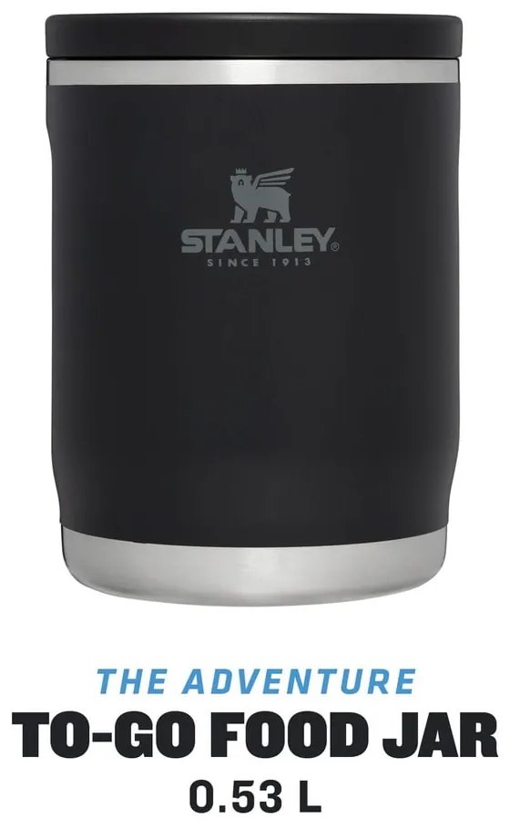 Fekete rozsdamentes acél ételtartó termosz 530 ml Adventure To-Go Black – Stanley