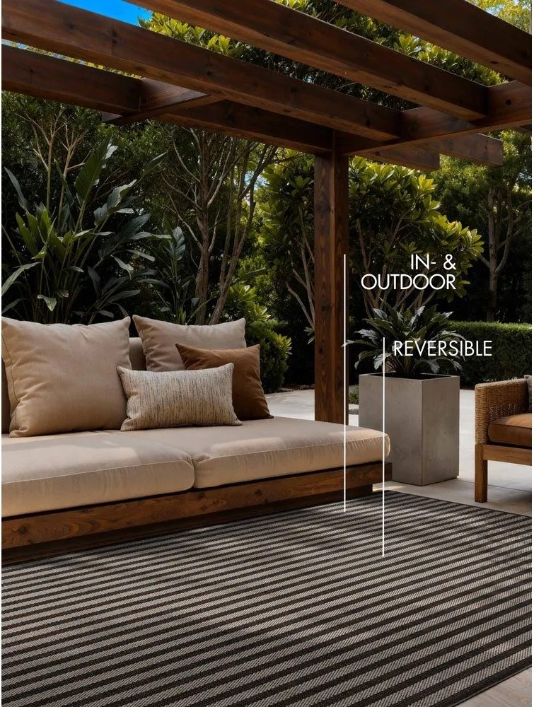 Fekete-krémszínű kültéri-beltéri szőnyeg 160x230 cm Haringey Linley – Ted Baker