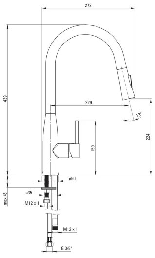 Deante BDH_N72M - Mosogatócsap kihúzható permetezővel LUKRECJA fekete