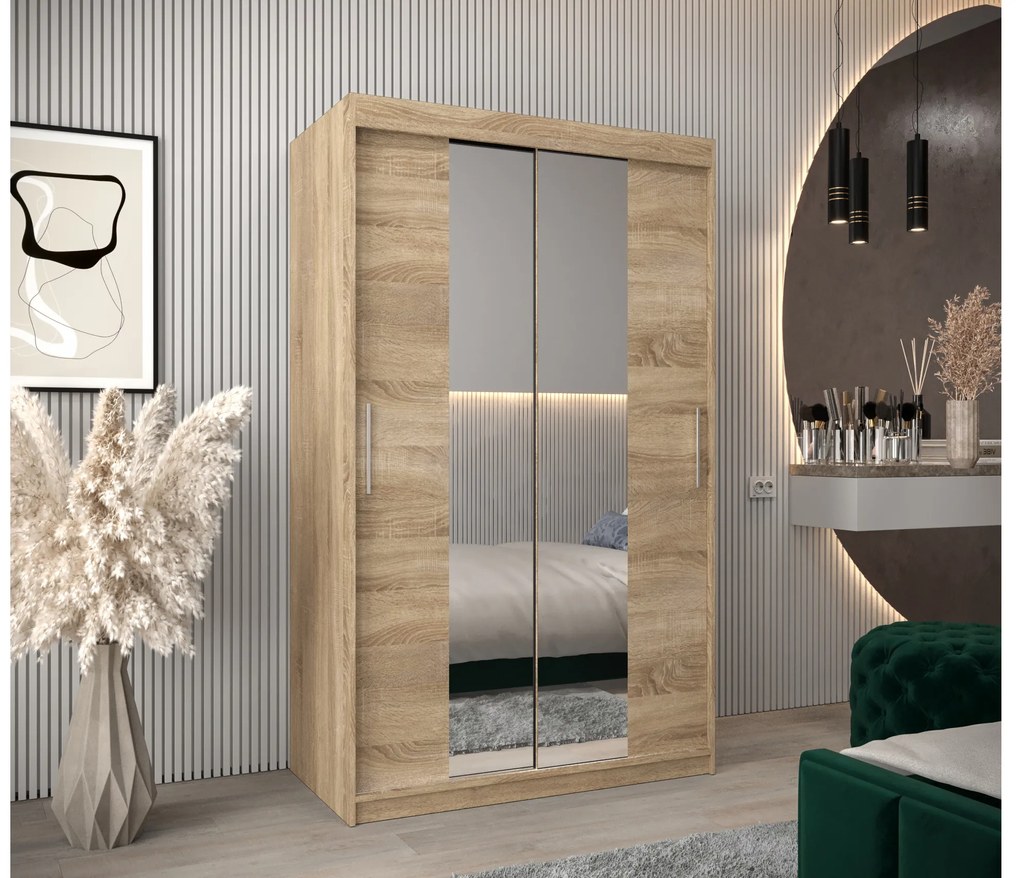 Ruhásszekrény 120 cm Toki 1 (szonoma tölgy + matt fekete). 1064899
