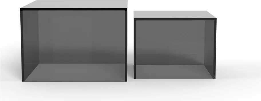 Szürke üveg dohányzóasztal szett 2 db-os 50x50 cm Dice – Actona