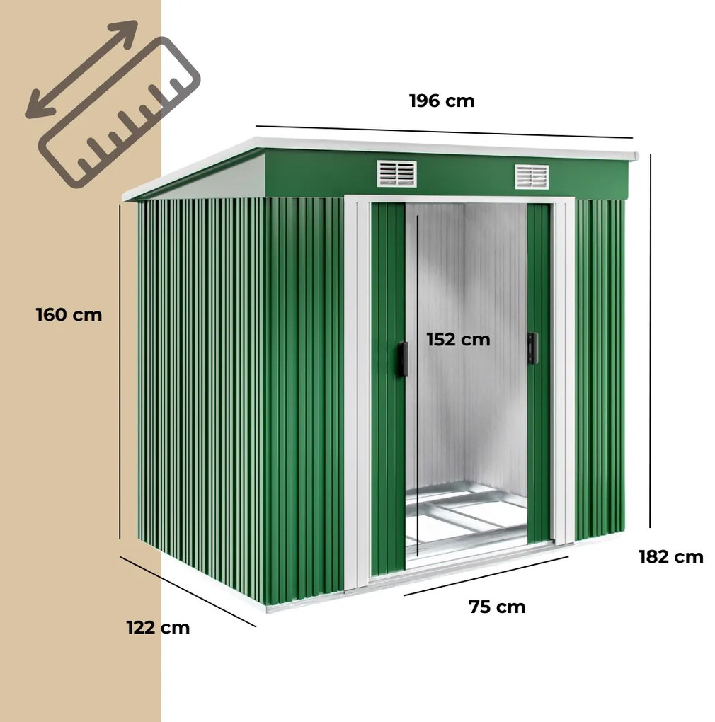 Kerti szerszámosház L, zöld Gardebruk