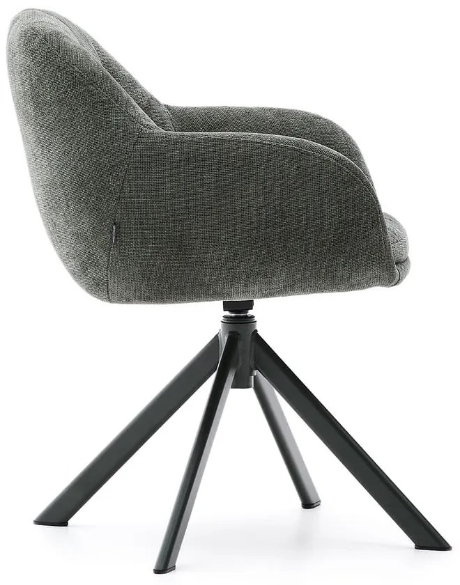 Sötétzöld kárpitozott karfás étkezőfotel Dorina – Kave Home