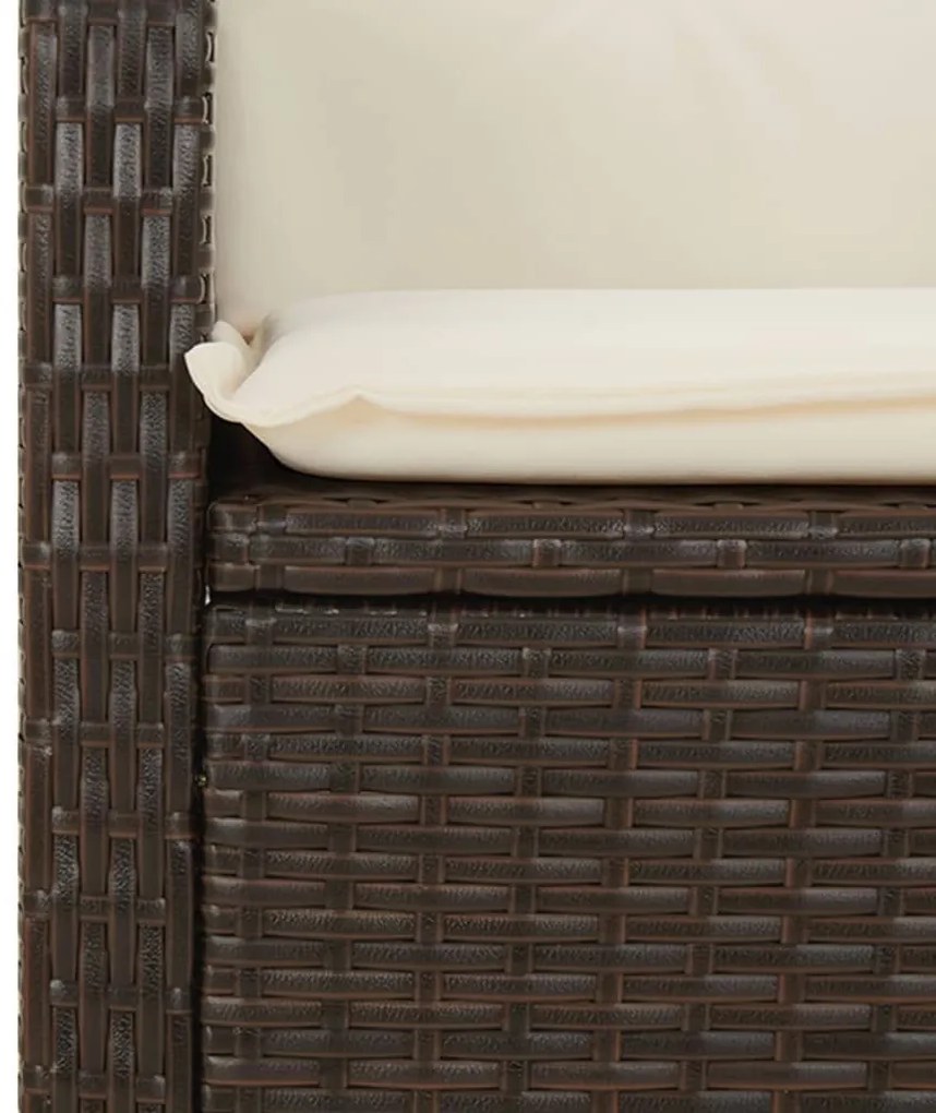 2 db barna polyrattan dönthető kerti szék párnákkal