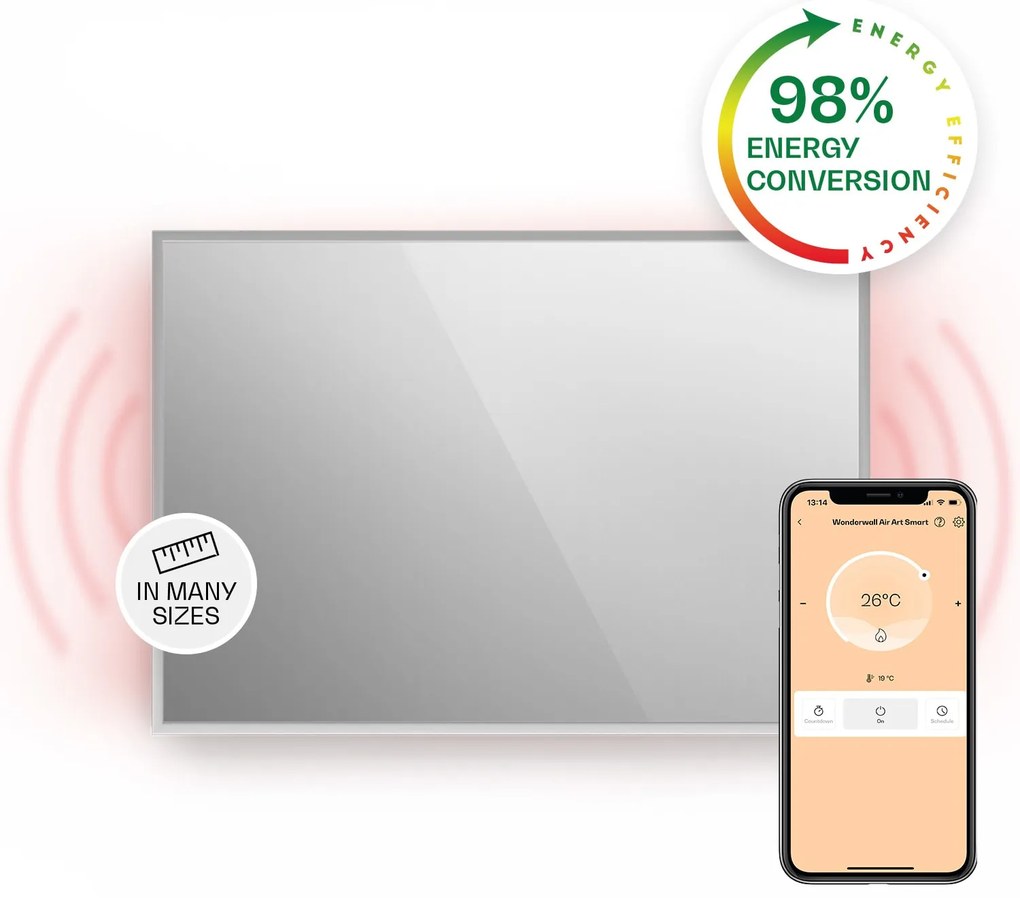 Klarstein La Palma 750 smart, infravörös hősugárzó 2 az 1-ben, 85 x 60 cm, 750 W, tükör elülső rész