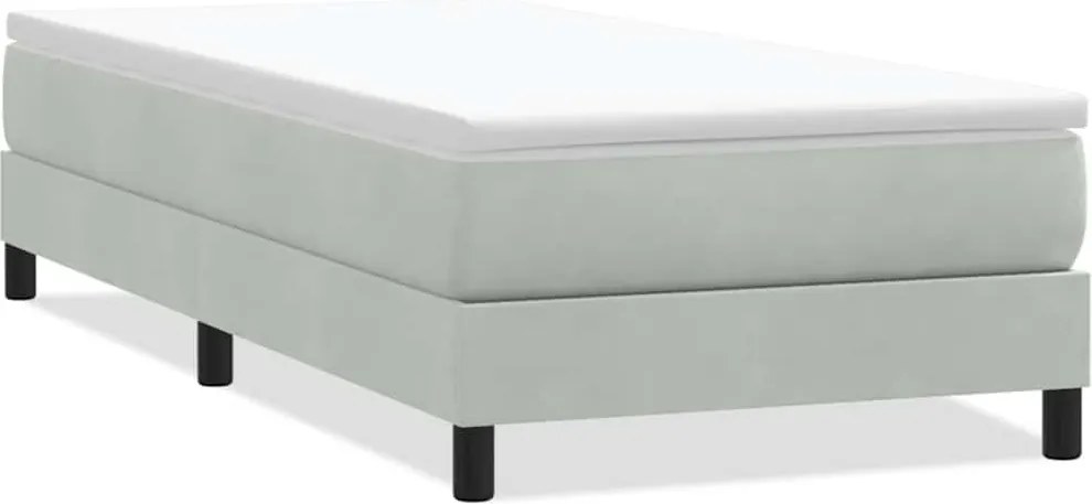 vidaXL világosszürke bársony rugós ágy matrac nélkül 90x220 cm