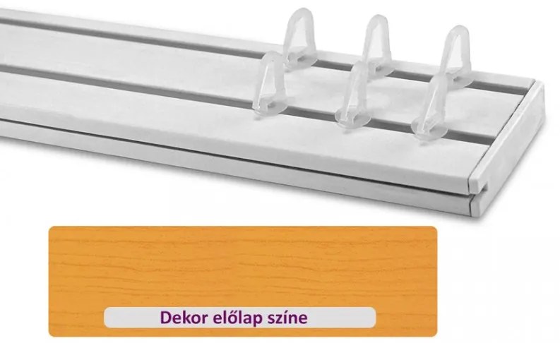 Cseresznye 45 mm-es előlapos kétsoros műanyag mennyezeti sínes karnis 350 cm-es szett