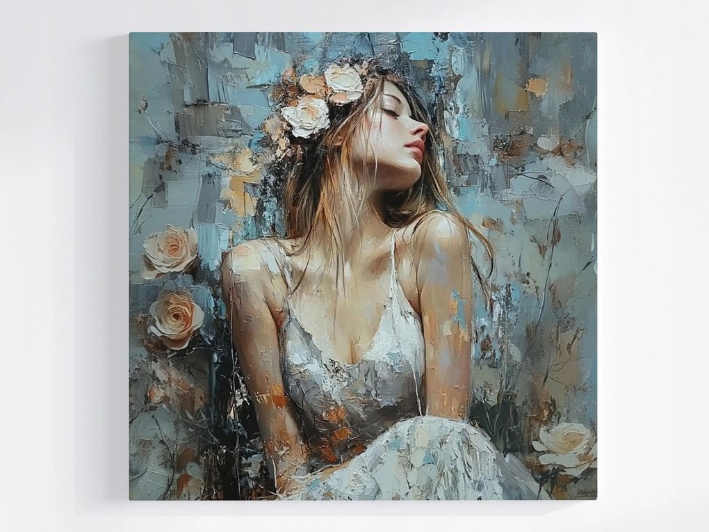 Canvas Vászonkép Portré Nő Lány Virágok Koszorú 40x40