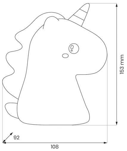 LED RGBW, fényerőszabályozható, újratölthető gyermek éjszakai lámpa UNICORN LED/1W/5V 1200 mAh