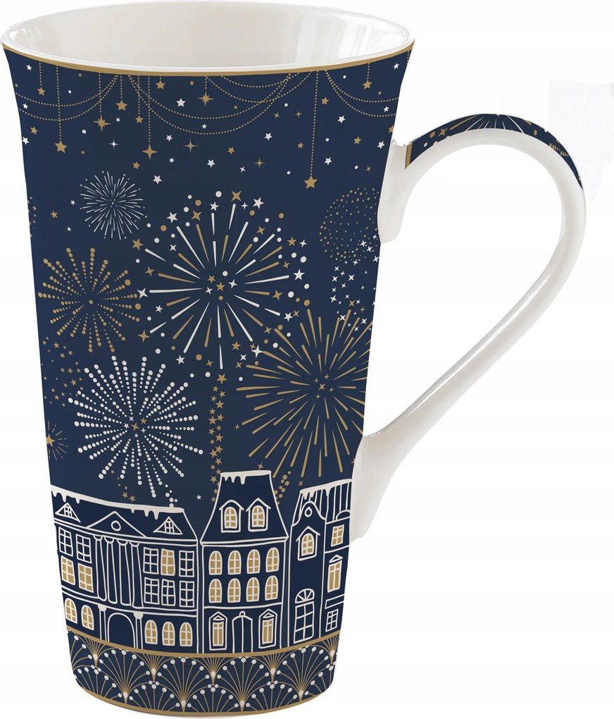 Bögre 600 ml Karácsonyi Porcelán Karácsonyi Tűzijáték Ajándék