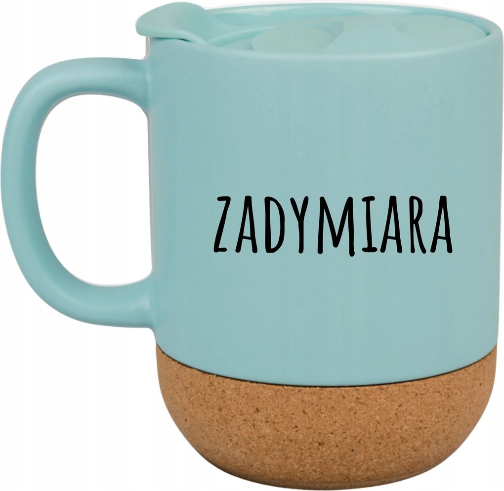 Kék Bögre Fedéllel És Parafa Aljjal Ajándék