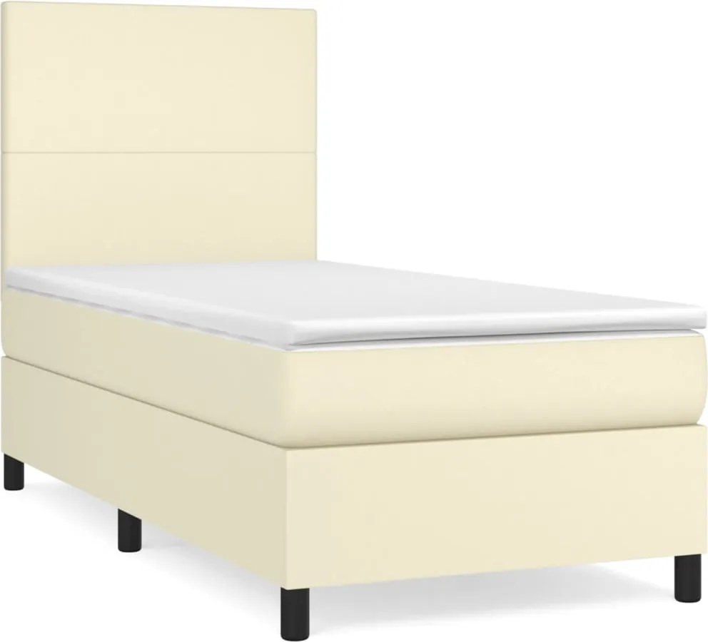 vidaXL krémszínű műbőr rugós ágy matraccal 100 x 200 cm