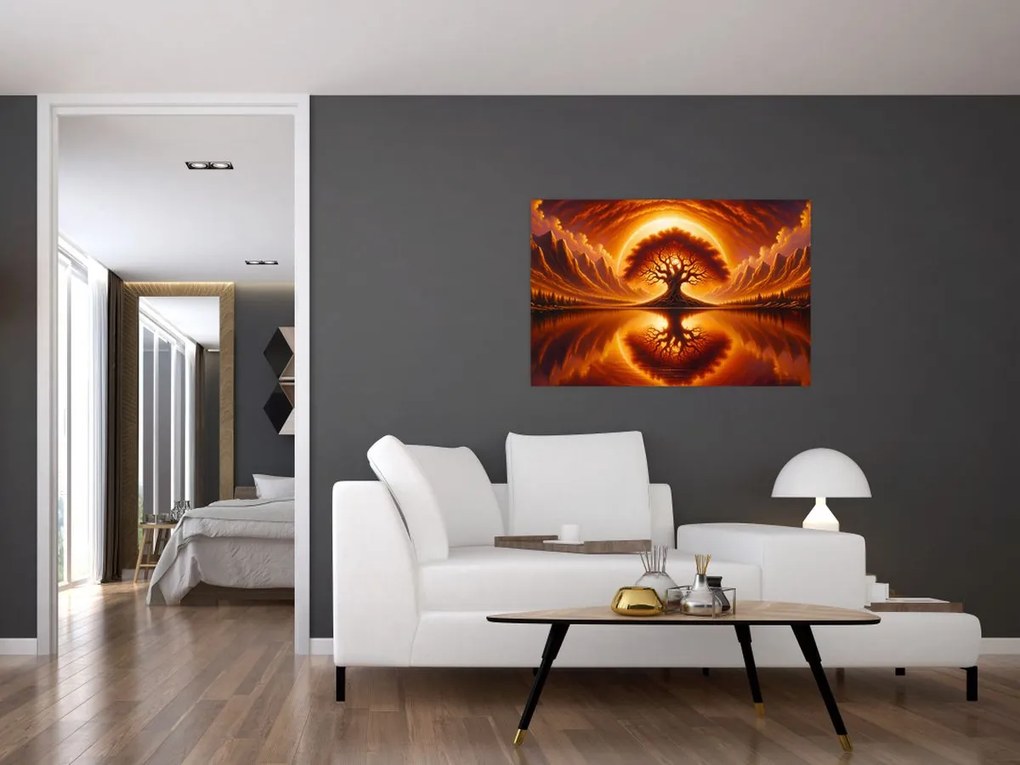 Kép – Fa a véres napban (90x60 cm)