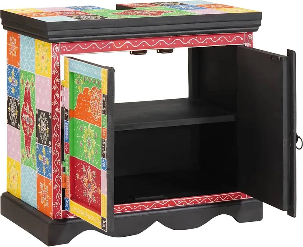 vidaXL Mosdókagyló szekrény Barna 60 x 35 x 55 cm Tömör Mangófát