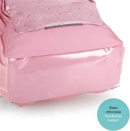 Hátizsák, iskolatáska, cipzáras, GABOL Glam, rózsaszín csillámos (GA237640L)