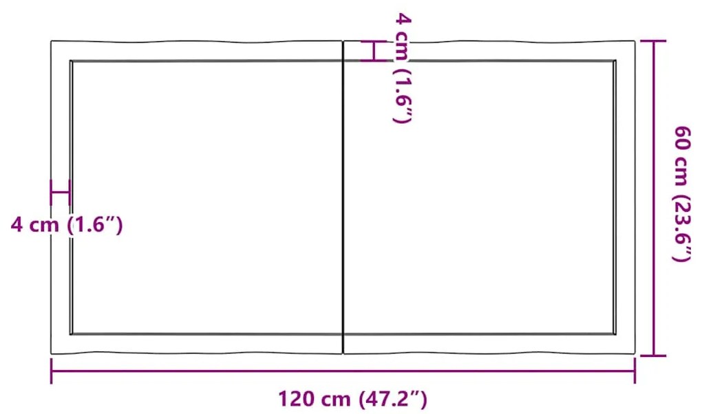 sötétbarna kezelt tömör asztallap 120x60x(2-4) cm