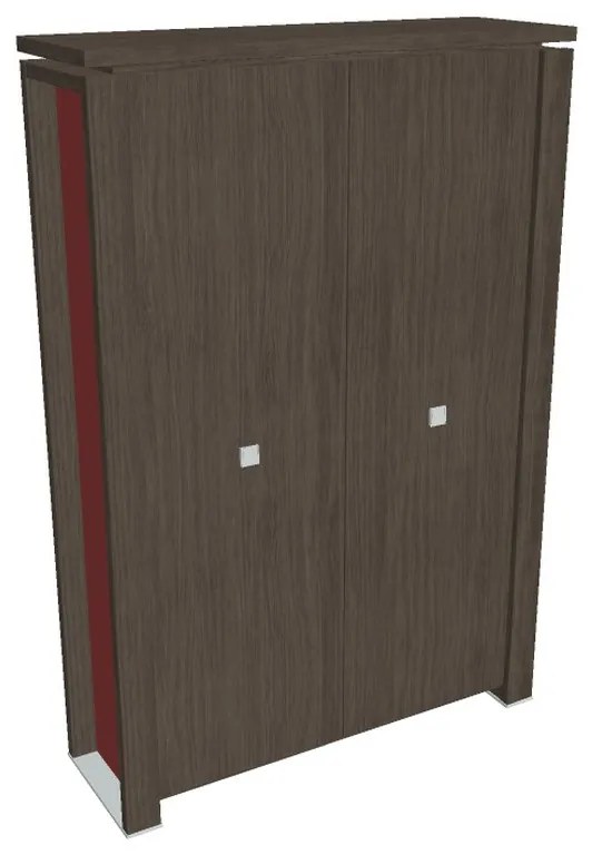 Verno+ S magas szekrény 140 x 46 x 210 cm, antracit tölgy / piros