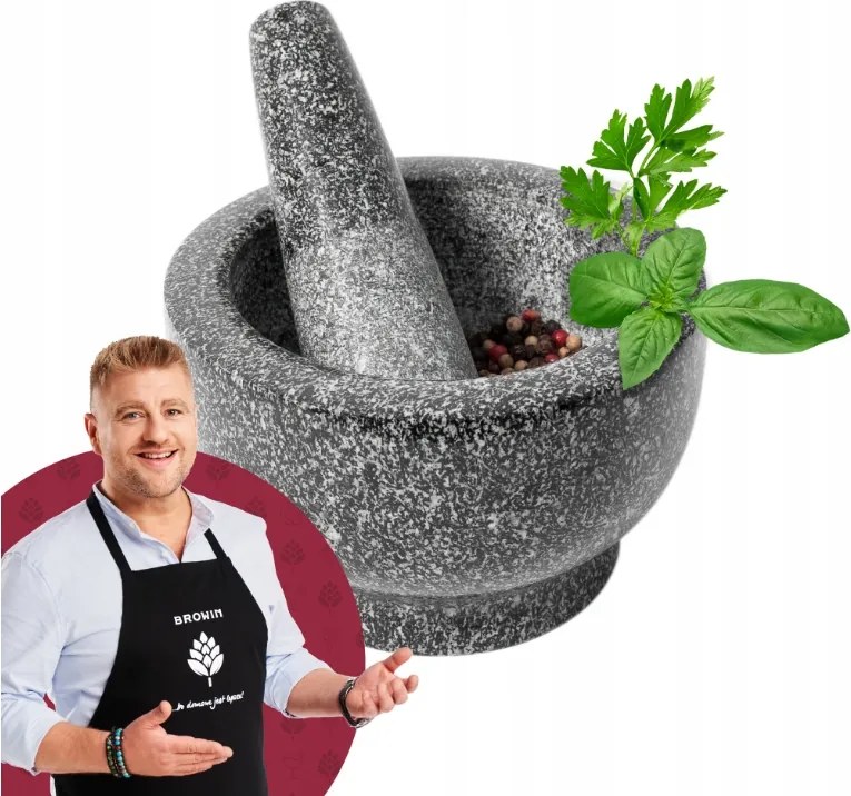 Nehéz Gránit Mozsár Fűszertörővel 10 CM Relaxdays