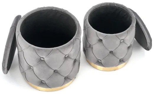 KÉSZLET 2x Taburet POLLY átm. 40/44 cm szürke/arany