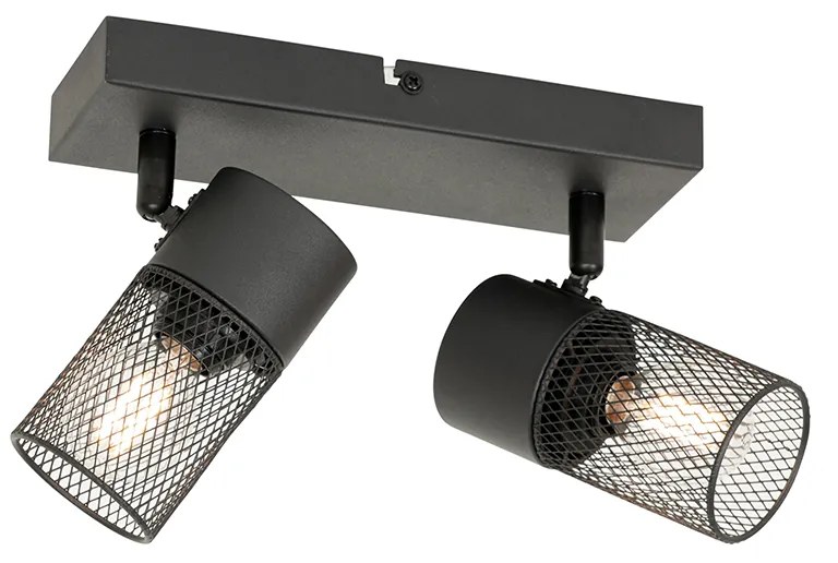Ipari spotlámpa fekete 2-lámpás állítható - Jim