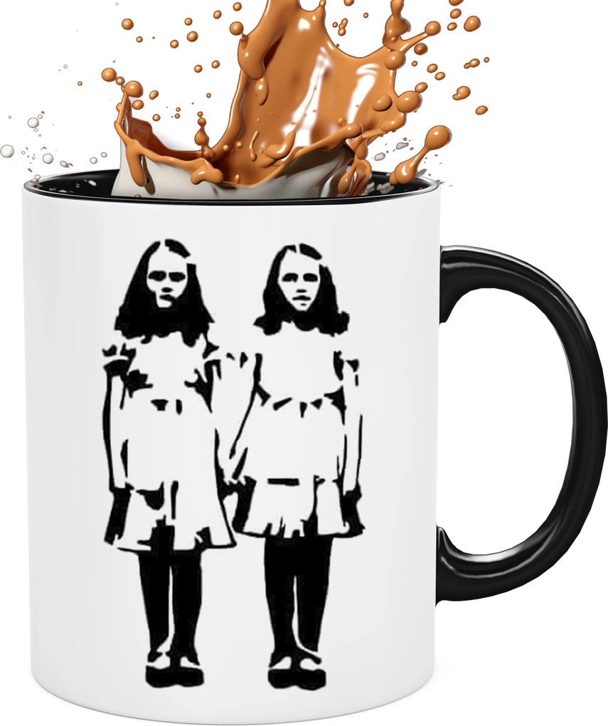 Bögre Fehér, Fekete Belsővel És Twins Fogantyúval 330ML Divatos Felső Minták