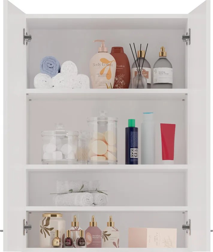 Pola mini DD felső fürdőszoba szekrény, fényes fehér