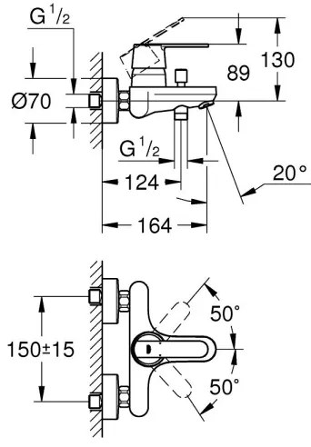 GROHE 32887000 - Kádcsaptelep GET DN 15, fényes króm
