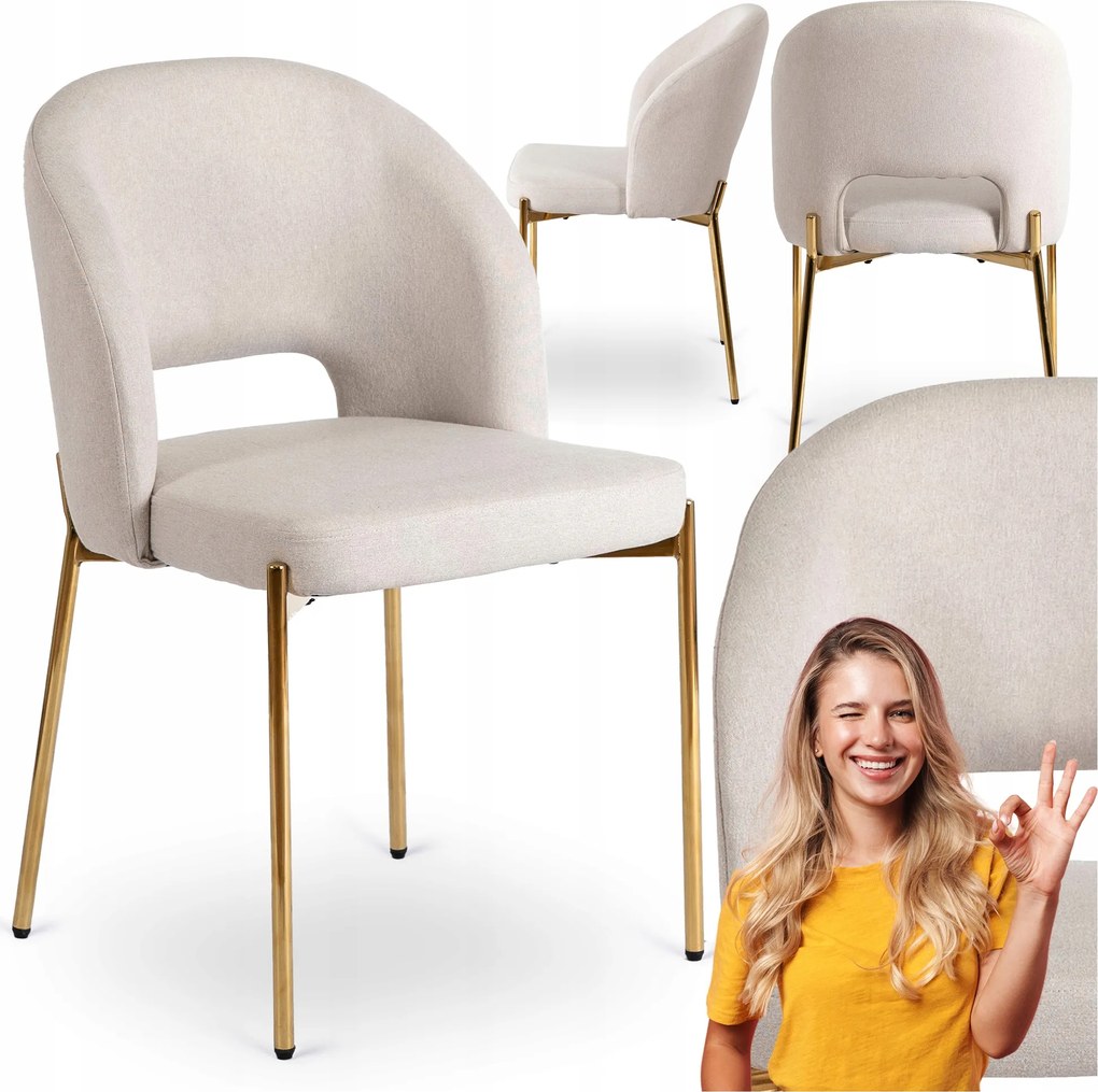 Glamour szék Arany lábak Étkező Nappali Wc Krém Bros