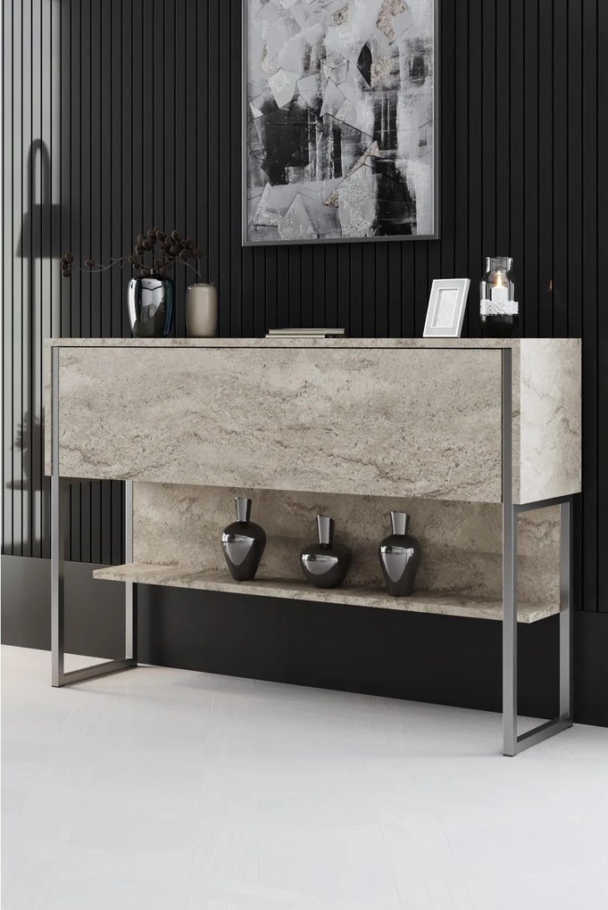 Komód luxe - travertine, silver