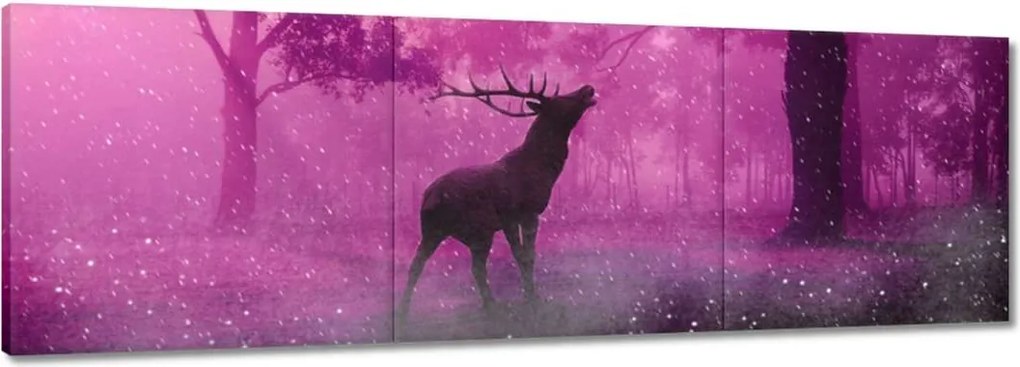 Vászonkép 120x40 Szarvas a varázslatos erdőben