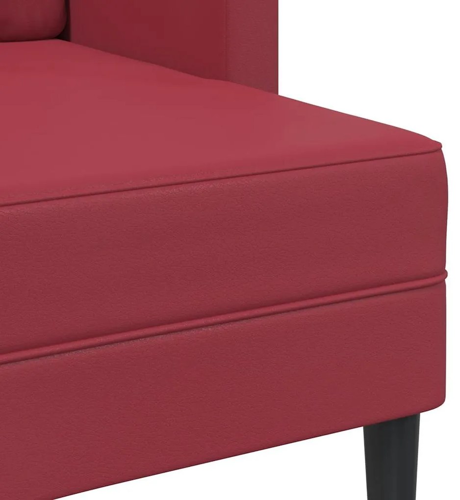 borvörös műbőr 2 üléses kanapé L-alakú kanapéval 125 cm
