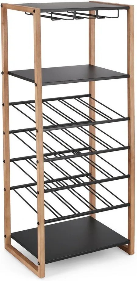 Fekete-natúr színű fém bortartó szekrény palackok száma 20, 50x122x35 cm Isaac – Yes Everyday