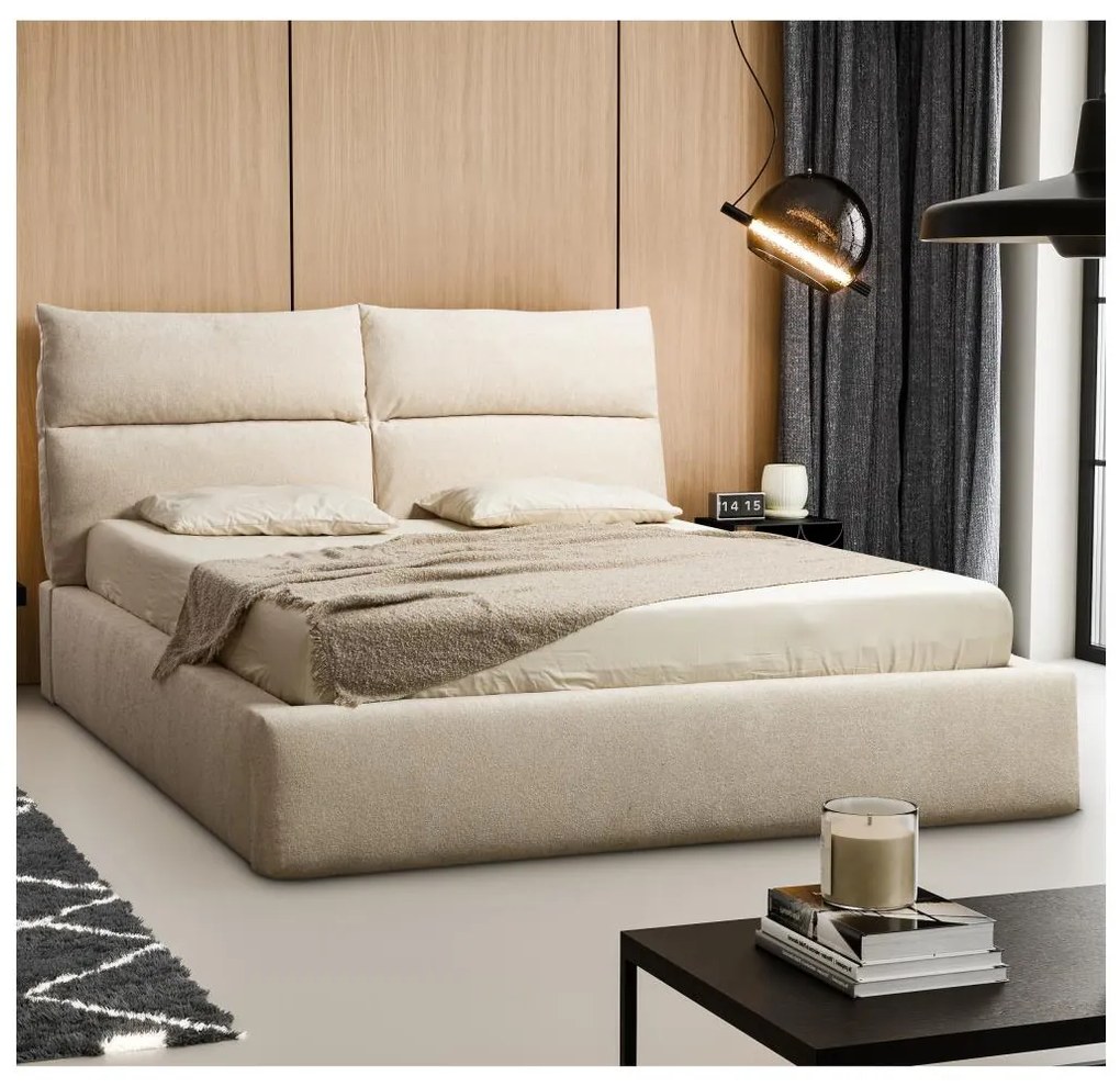 Kárpitozott ágykeret (matrac nélkül) BASIL 160x200 cm bézs