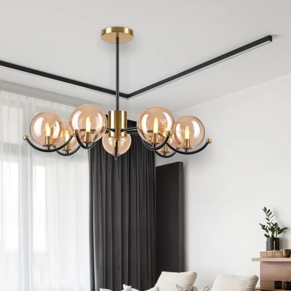 Csillá rrúdon GEORGIA 7xE14/5W/230V arany/füstös bézs