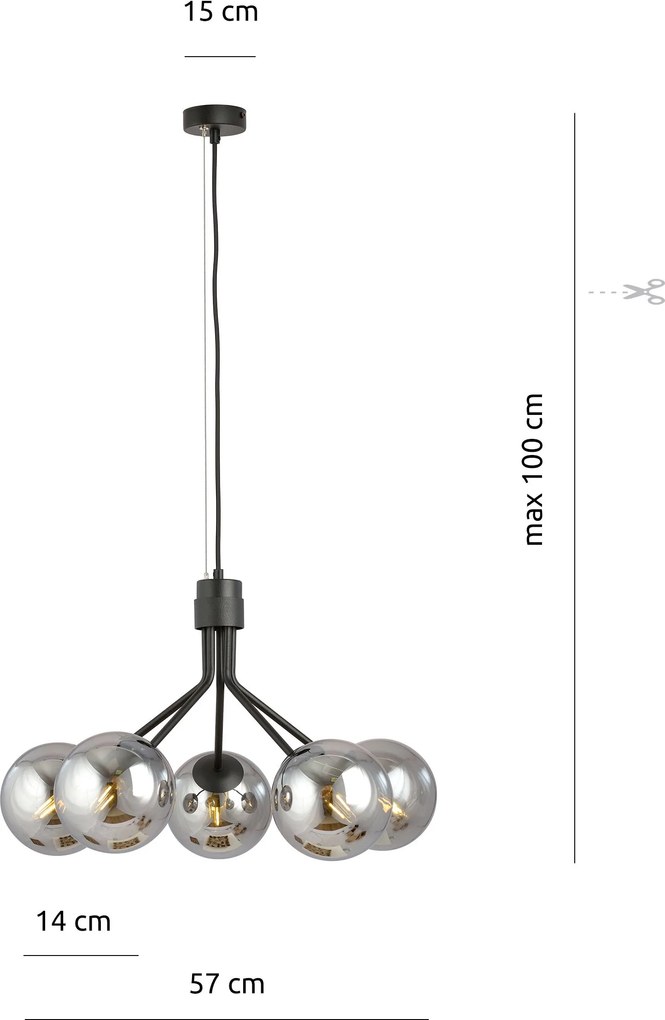 Emibig modern függeszték nova fekete grafit emi1140/5