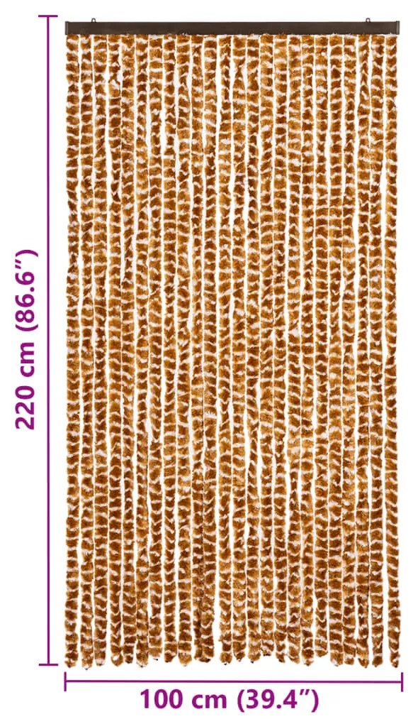 okkersárga és fehér zsenília rovarfüggöny 100 x 220 cm