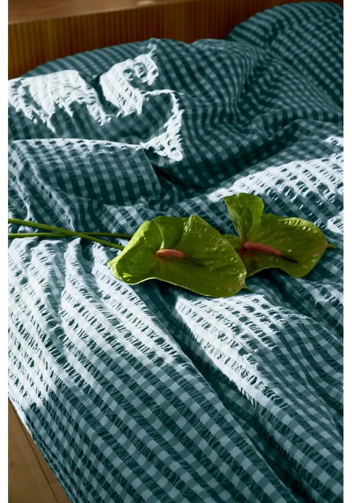 Zöld-kék egyszemélyes krepp ágyneműhuzat 140x200 cm Bæk&Bølge – JUNA