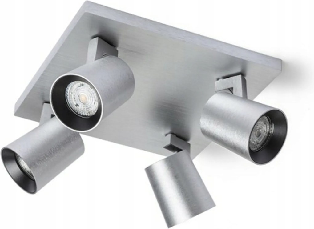 Mennyezeti lámpa Rendl Kenny IV szálcsiszolt alumínium/fekete 4xGU10 230V