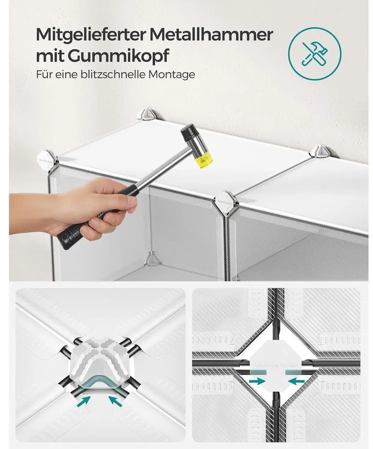 Moduláris összekapcsolható cipőtároló szekrény fehér színben