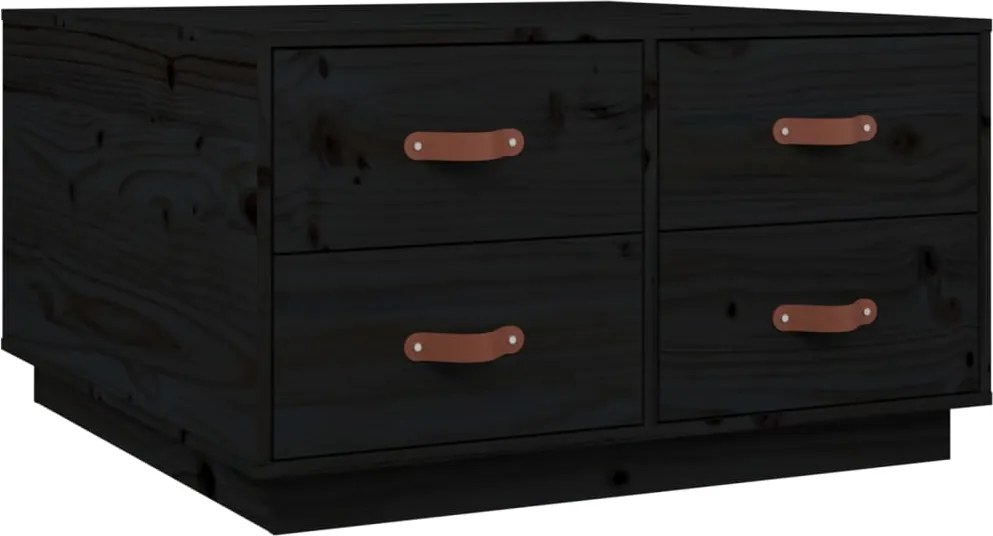 vidaXL fekete tömör fenyőfa dohányzóasztal 80x80x45 cm