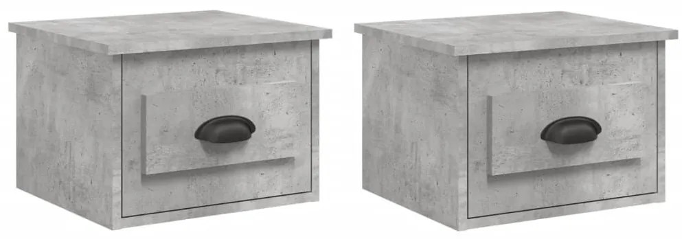 2 db betonszürke falra szerelhető éjjeliszekrény 41,5x36x28 cm
