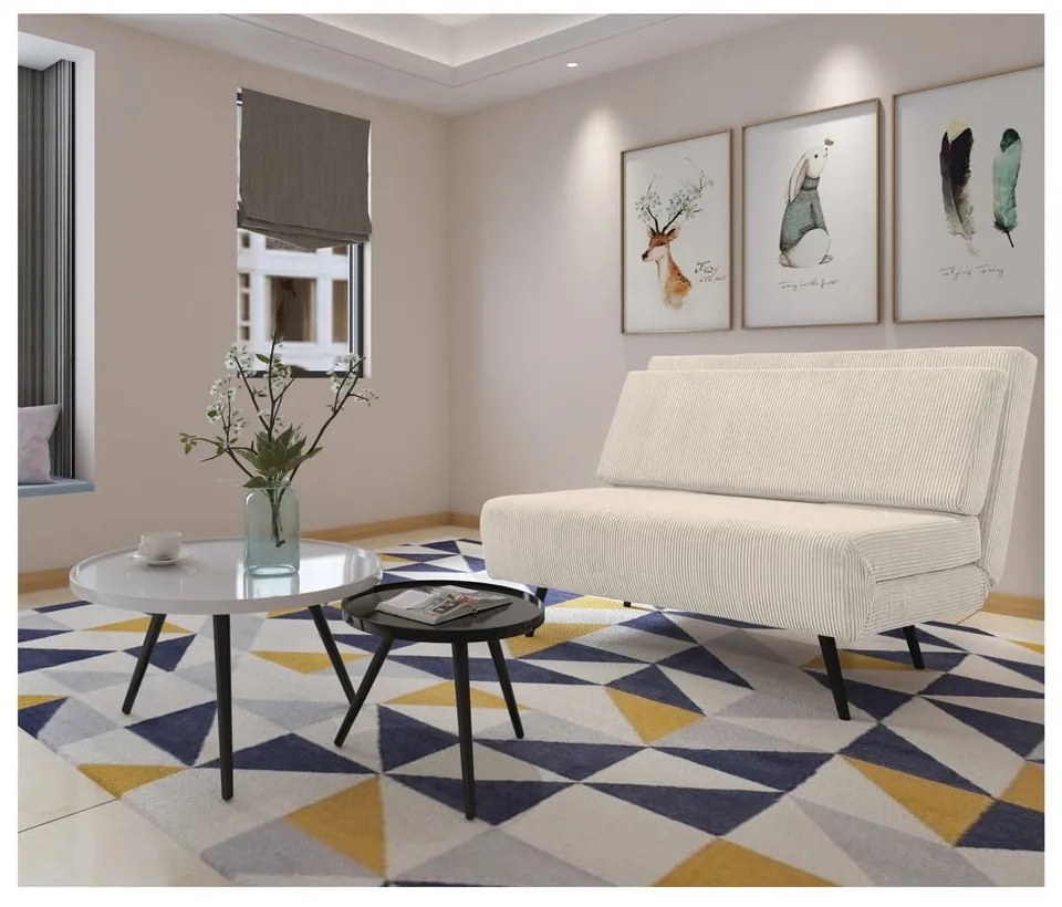 Krémszínű kordbársony kinyitható kanapé 140 cm Mallory – Støraa