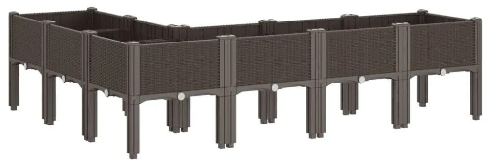 vidaXL barna PP rácsos kerti ültetőláda 160 x 120 x 42 cm