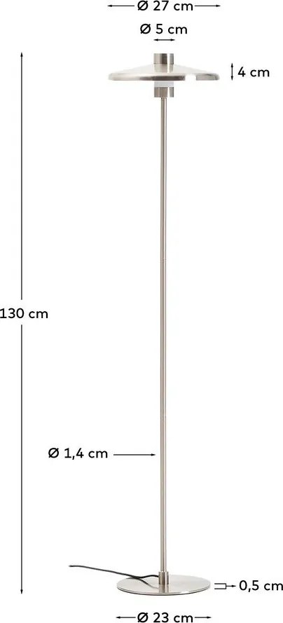 Ezüstszínű állólámpa fém búrával (magasság 130 cm) Nuvira – Kave Home