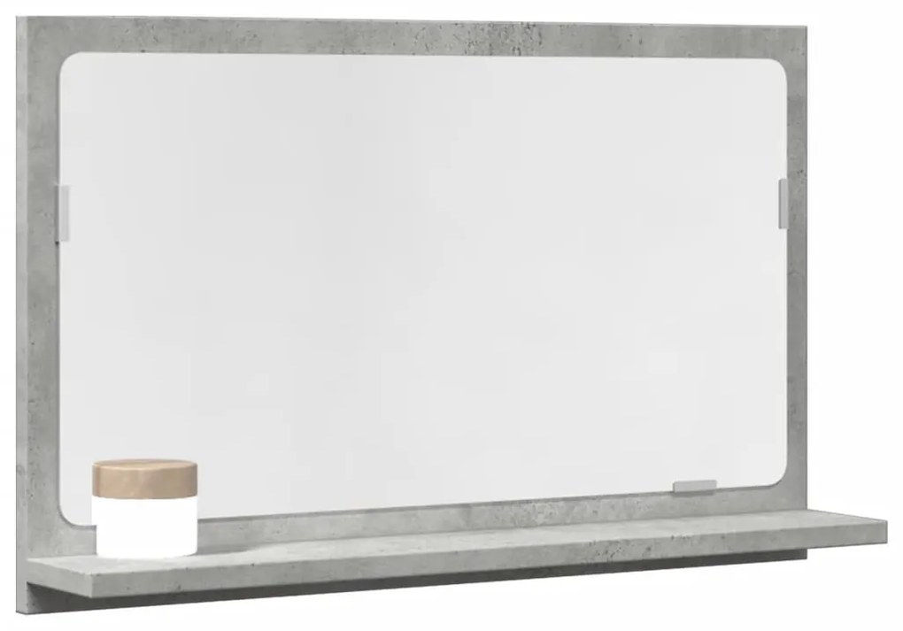 betonszürke szerelt fa tükrös fürdőszobaszekrény 60x11x37 cm