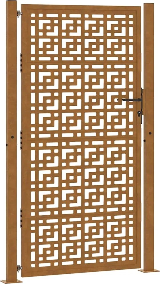 vidaXL időjárásálló acél kertkapu 100x175 cm, kereszt mintás