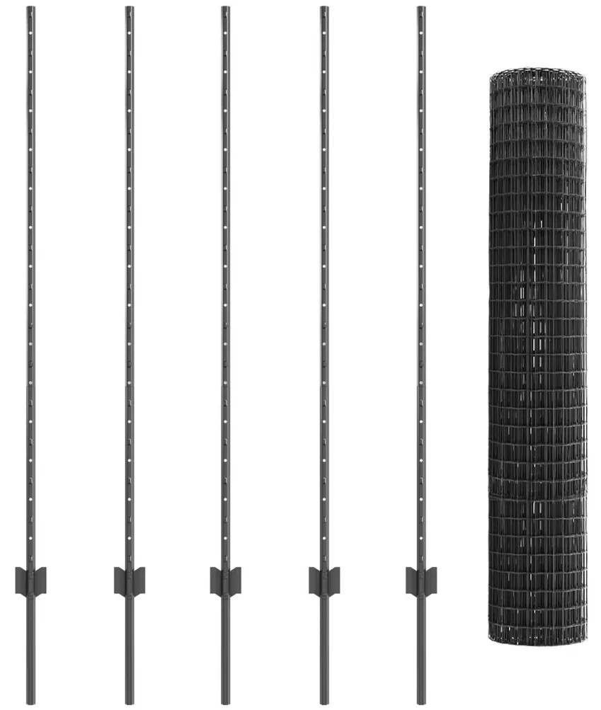 Kertkerítés Készlet 2 db Szürke Fém Szabvány Tartós