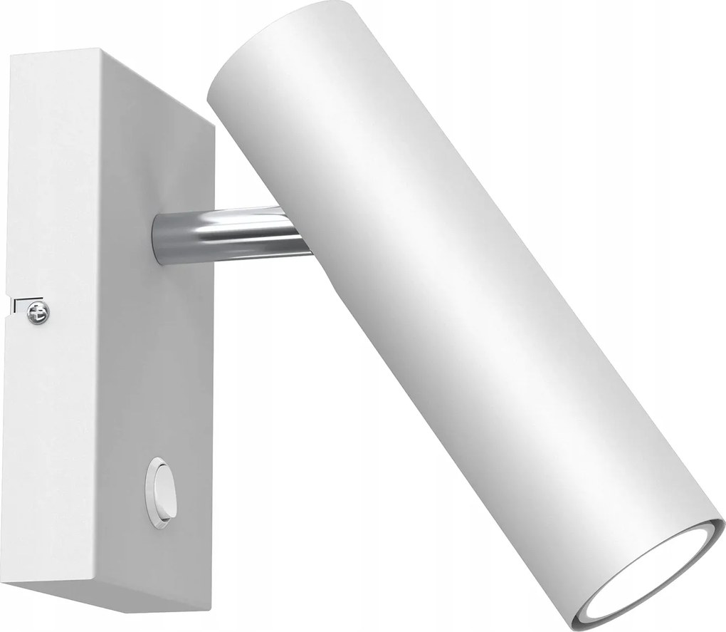 Fali lámpa fehér króm mozgatható reflektor kapcsolóval az ágy felett Luminex