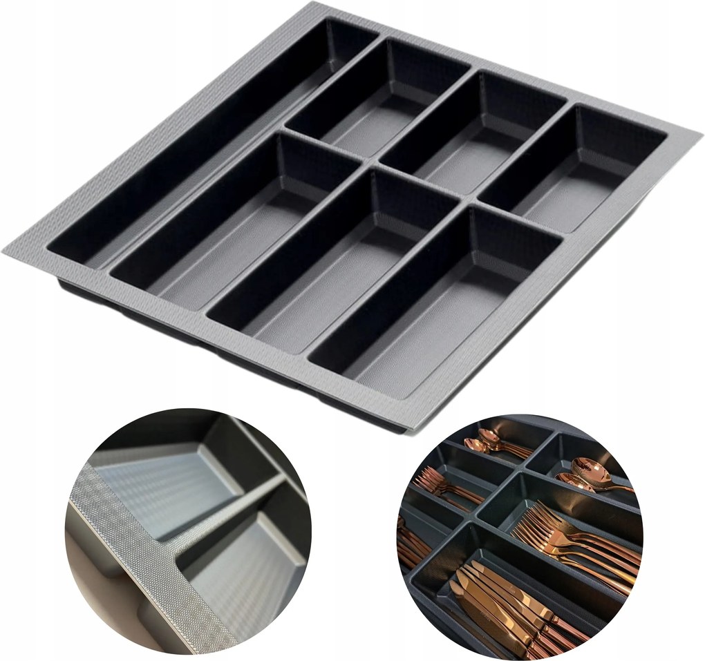 Evőeszköztartó Betét Fiókhoz 50 Kristall Fekete 422X474